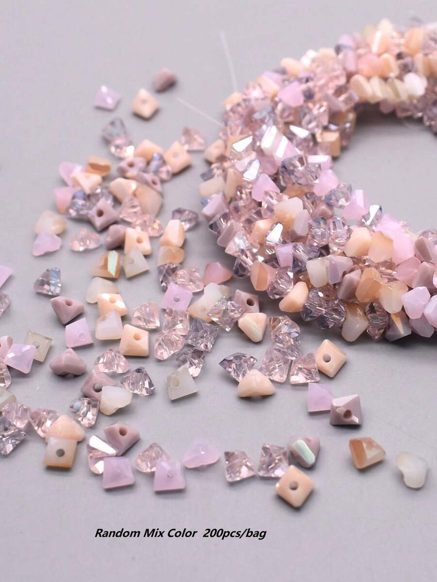 200 piezas de cuentas de vidrio de doble cono de 4mm de colores mixtos, para hacer joyas y accesorios de collares - Multicolor - Ver 1