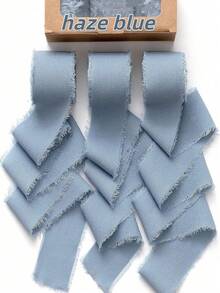 1/2/3 Rollos de Cinta de Gasa Azul Neblina Hecha a Mano con Borde Deshilachado de 1.5 Pulgadas X 16.4 Pies Para Decoración Navideña, Envoltura de Regalos Navideños, Invitaciones de Boda, Ramos de Novia, Empaque de Regalos, Decoración Festiva, Suministros para Fiesta de San Valentín - 5 metros - Ver 11
