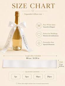 Customized Ribbon, Combination Bow, Customized Bridal Party, Gift, Wedding Bridesmaid Commemorative Ribbon, Suitable For Wedding, Funeral, Birthday (Champagne) Customized Ribbon Wedding Satin Ribbon, Baby Shower Decoration, Photo Frame, Party Invitation Or Decorative Ribbon - Exclusive Customized Ribbon - Multicolor - View 3