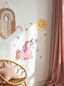 Girls Rainbow Unicorn Heart Self-Adhesive Wall Sticker Home Decor Gift - Rainbow Horse - View 8