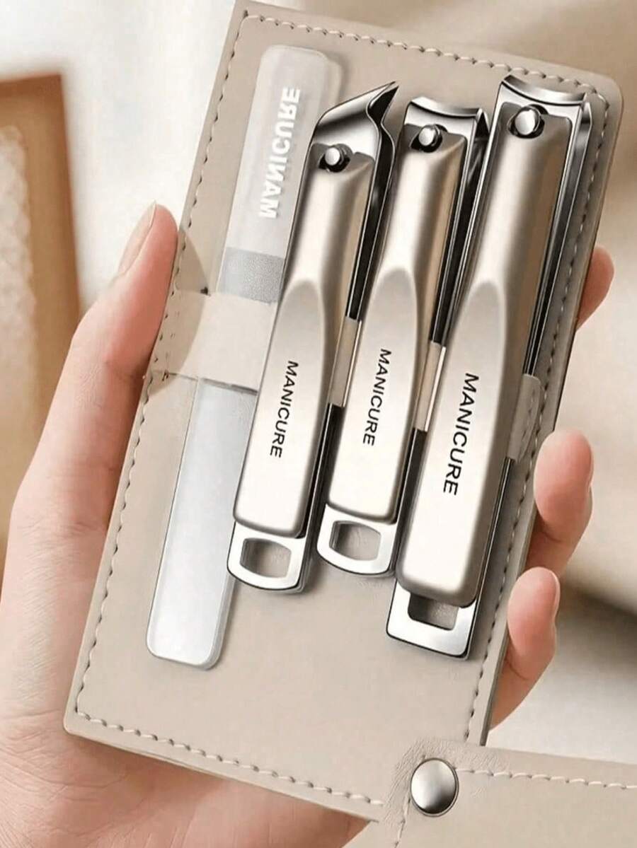 4pcs Professional High Carbon Steel Precision Nail & Toenail Clipper Set, Includes Nail Clippers, Nail File, With Portable Storage Box, Home Beauty Care Set, Travel Portable Box, Fashion Design, High-End Precision Nail Clippers