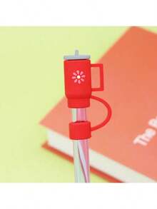 6pcs/1pc Cartoon Cup-Shaped Flower Topper Wide Mouth Straw Cover, Creative Dustproof Straw Plug, Personalized Reusable Straw Hat, Bestseller - Multicolor - View 6