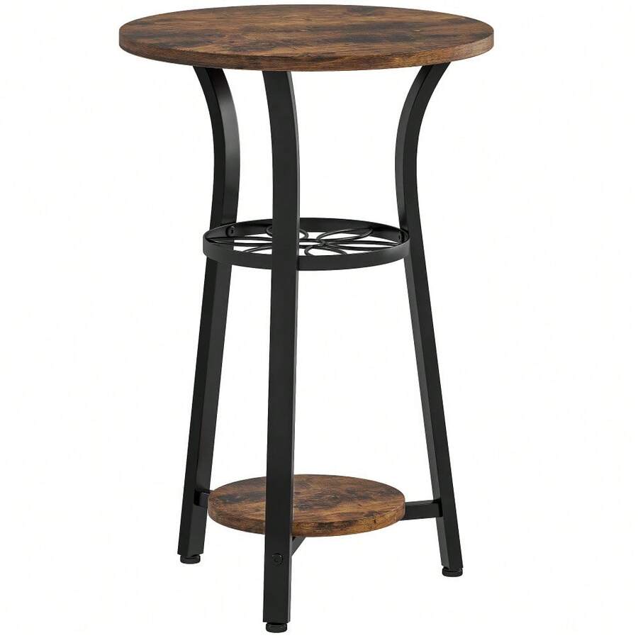 Small Round Side Table With 3 Storage Shelves - Rustic Brown - T0001-01-3567 - View 1