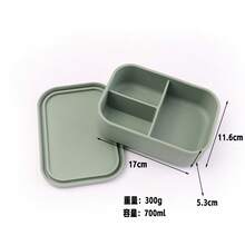 1pc Customized Text Logo Personalized 3-Compartment Silicone Lunch Box, Custom Lunch Box, Custom Bento Box, Custom Food Storage Container, Customized Lunch Box With Name And Pattern, Food Container, Bento Lunch Box, Silicone Lunch Box With Dividers, Perfect For Work And Travel - Multi-color 2 - View 8