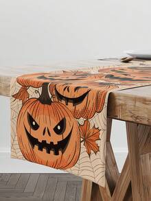 Halloween Decoration - Happy Halloween Pumpkin Tablecloth | Halloween Party Gift Supplies Indoor/Outdoor Backdrop | Halloween Decorative Tablecloth For Home, Office, Restaurant, Kitchen - Multicolor - View 5