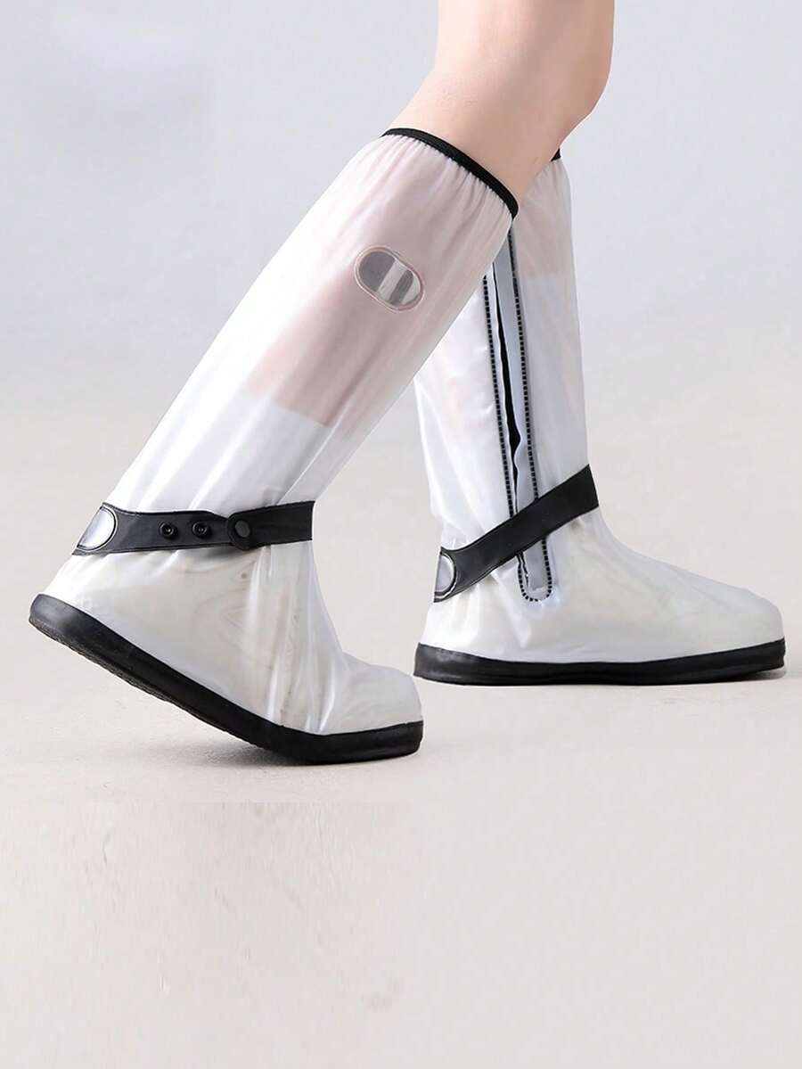[Lapisan Tahan Air di Resleting + Strip Reflektif untuk Malam Hari] Pelindung Sepatu Tahan Air Panjang, Pelindung Penyimpanan Sepatu Anti Debu untuk Luar Ruangan, Pelindung Sepatu Hujan Anti Selip dengan Bukaan Resleting untuk Memudahkan Pemakaian dan Pelepasan - A - View 1
