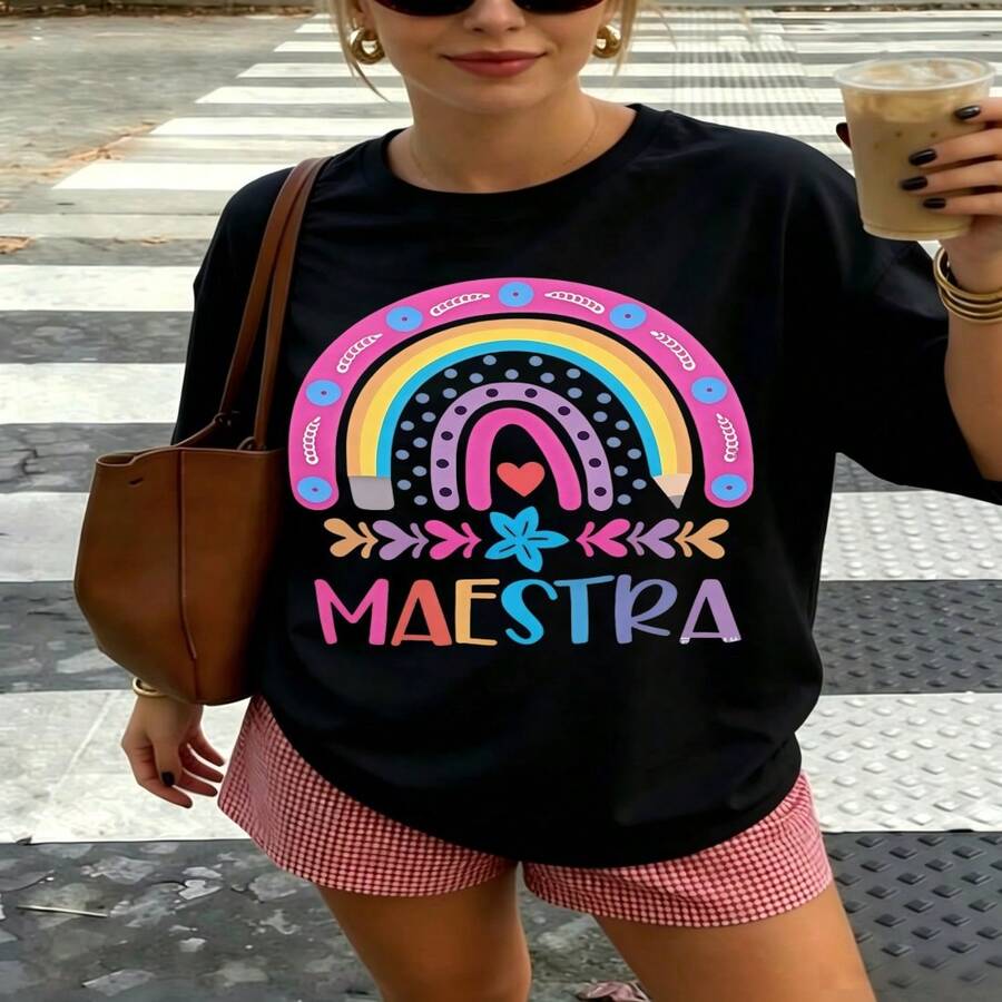Retro, Vintage, Streetwear, Edgy, Aesthetic, Cat Lovers, 100% Cotton, Oversized, Soft Breathable, Casual Crewneck, Short Sleeve Top, Summer Vibes - 黑色 - 查看 1