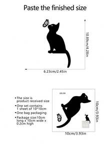 1pc Cute Black Cat & Butterfly Pattern PVC Switch Outlet Wall Sticker, Removable Self Adhesive Light Switch Decal, Minimalist Animal Silhouette Wall Art Decor For Bedroom Living Room Home Decoration - 1PC - View 2