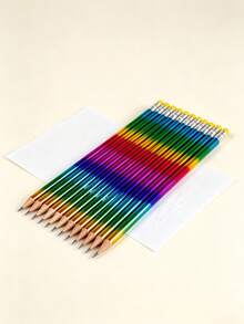 5/10/11/24PCS Rainbow Gradient Wooden Pencils + Cute Pencil Holder Set, Smooth Writing, Easy To Sharpen, Colorful Student Stationery, Suitable For Drawing, Sketching, Handwriting, Journaling, Classroom Office Student Back To School Gift - Multiple Styles - View 8
