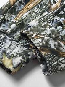 Women's Camo Jogger Pants, Adjustable Drawstring Elastic Waist, Relaxed Fit, Elastic Cuffs, Casual Outdoor Trousers - Grey - View 8