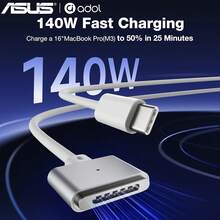 Kabel Pengisian Daya ASUS 140W PD3.1 USB-C ke Magnetik 3 Jalinan, Kabel Laptop Magnetik dengan Lampu Indikator 6,6 Kaki untuk MacBook Pro Air M2 M3 M4 M5, 14 Inci 16 Inci 13 Inci 15 Inci Versi 2022-2026 - View 2