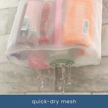 Mesh Shower Caddy, Shower Bag For Dorm Room Essentials, Gym Bag, Camping And More, Two Zippered Pockets, White And Pink, 10 Inches X 10 Inches - White and Pink - View 4