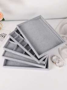 Grey Soft Inner Scratch Resistant Removable Divider Jewelry Box Cosmetic Storage Decor Tray Ornament Organizer Drawer Storage Rack Storage Box Storage Organizer Home Decoration Bedroom Decoration Room Decoration Office Storage Vanity Dresser - Multicolor - View 6