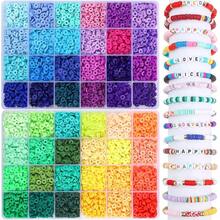 2 Styles 24 Grid Multicolor Heishi Clay Beads Jewelry Making Kit Flat Polymer Clay Disc Beads DIY Bracelet Craft Gift - Multicolor - View 9