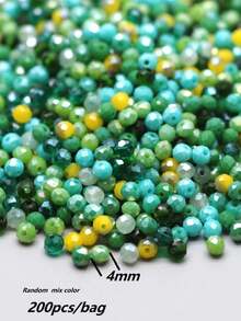 200顆 4mm 混色雙錐玻璃珠，適用於珠寶製作項鍊配件 - 深綠色系混 - 查看 4