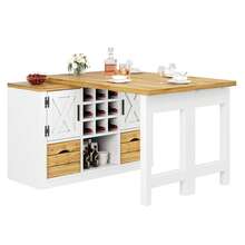 Extendable Kitchen Table, Multifunctional Dining Table With Sideboard, 360° Rotating Tabletop, Extendable Kitchen Table With Large Storage Space, Wall-Mounted Living Room Cabinet, White - View 12
