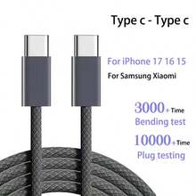 2026 High Quality New 3ft 30W Type C To Type C Fast Charging Cable For IPhone 17 16 15 Cable Data 1m Braided Smart Mobile Phone Charging Cable Data Cables 5A Type-C To Type-C - Black - View 1