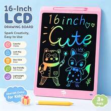 لوحة كتابة LCD ملونة برسومات حيوانات لطيفة مقاس 16 بوصة، شاشة كبيرة قابلة للمسح، لوحة رسم تعليمية محمولة، هدية للأطفال من 3-12 سنة - متعدد الألوان - مشاهدة 3