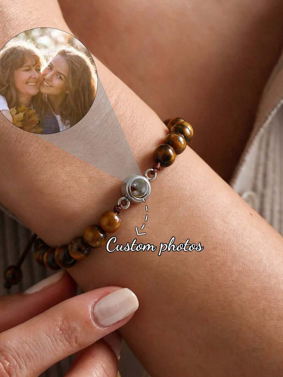 Pulsera de proyección colorida personalizada, joyería de cuentas de turquesa para parejas, regalo romántico para la novia, Día de San Valentín, cumpleaños