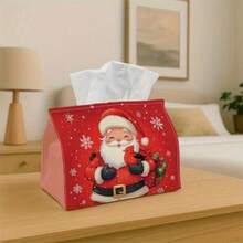 1pc Christmas Tissue Box, Classic Santa Claus Pattern, Holiday Home Decor Storage Box, Suitable For Holiday Home Decor, Kitchen, Living Room, Car - Holiday Tissue Box, Ideal Gift, Compact & Stylish, Can Be Used For Tissues Or Decorative Purposes - Multicolor - View 8