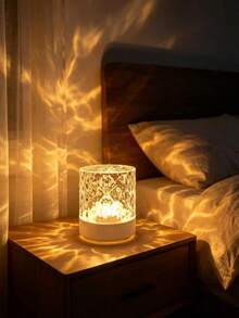 1pc 16-Color Water Ripple Crystal Table Lamp With Touch/Remote Control, Dimmable LED Projector Night Light, USB Powered Atmosphere Relaxing Lamp For Bedroom Decor, Perfect Gift For Girls And Teens Room Decoration | Fashionable Night Light | Bedroom Lamp - Multicolor - View 2