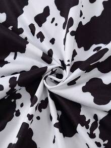 3pcs/Set Women's Knit Cow Print Open Front Pajama Set, Wearable Loungewear - White - View 7