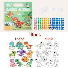 2-In-1 Mosaic Sticker And Coloring Craft Set, Animal, Transportation, Dinosaur, Princess Theme Painting Stickers, Cartoon Sticker Painting Double-Sided Art Set Toy Gift - Multicolor - View 10