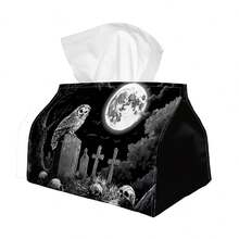 1pc Gothic Owl & Full Moon Tissue Box Cover - Multi-Functional Napkin Holder, Suitable For Home, Car, Party Decoration - Decorative Tissue Storage Box With Gothic Night Scene, Compatible With Tissues/Rolls/Facial Tissues, Can Be Used As Bedside Table Storage - Multicolor - View 7
