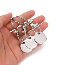 3 Packs Metal Trolley Token Key Chains, Engraved Shopping Cart Pattern Universal Supermarket Cart Release Coin With Clip-On Lobster Clasp, Easily Attaches To Keys & Purses, No Spare Coins Needed, Convenient Portable Accessory For Grocery Trips & Daily - A - View 7