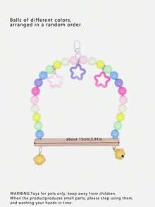 Wooden Bird Swing, Suitable For Cockatiels, Parrot Perch, Hanging Toy, Acrylic Beads Macaron Swing Toy, Suitable For Budgies, Bird Cage Stand, Cage Playground, Game Fitness Rack, Random Color - View 5