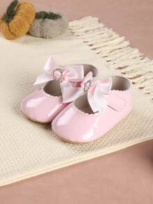 1 Pair Cute Bow Princess Shoes, Soft Sole Pre-Walker Shoes, Infant And Toddler Shoes, Suitable For Parties And Events - Pink - View 2
