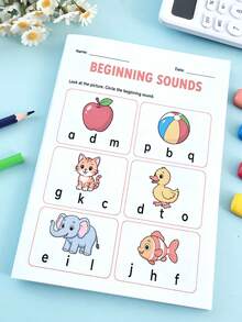 Children's English Reading Writing Math Graphic Pattern Logic Educational Workbook Early Learning Notebook Back To School Supplies Teacher Classroom Reward A5 Notebook Holiday Learning Gift - 彩色 - 查看 7