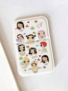 1 Yuy Cute Cartoon Character Pattern Folding Mirror Makeup Mirror, Adjustable Height Flip Mirror, High-Definition Mirror Handheld Mirror, Travel Portable Pocket Mirror, Girl Birthday Gift, Holiday Gift - Multicolor - View 6