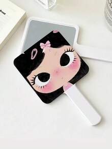 1pc Cute Yuy Korean Style Cartoon Handheld Makeup Mirror, Travel Portable Handheld Mirror Makeup Mirror, Birthday Gift For Family And Female Friends - Multicolor - View 10