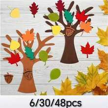 6/30/48pcs Set Perlengkapan Kerajinan DIY Pohon Felt Musim Gugur, Dekorasi Daun Maple dan Biji Ek yang Dapat Dilepas, Ornamen Gantung Dinding Pintu Buatan Tangan yang Dapat Digunakan Kembali untuk Tata Letak Meja Rumah, Dekorasi Musim Gugur, Hadiah Musiman, Aksesori DIY Liburan Thanksgiving dan Kembali ke Sekolah yang Menyenangkan untuk Kelas - A - View 9