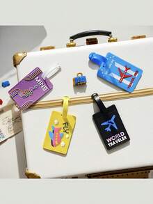 1pc Silicone Travel Luggage Tag With Waterproof ID Card, Checked Baggage Luggage Tag - Multicolor - View 5