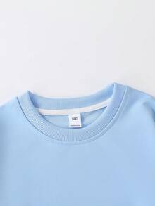 Sweatshirt Longgar untuk Anak Perempuan Ukuran Besar Musim Gugur/Dingin, Motif Bebek Lucu, Pelampung Renang, Huruf, Cetakan Dua Sisi, Atasan Kasual Nyaman untuk Kampus Sehari-hari - Baby Blue - View 4