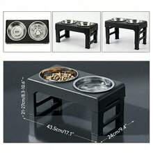 Elevated Dog Bowls/Adjustable Elevated Dog Bowl/3 Height Adjustable Raised Dog Bowl Stand With 2 Stainless Steel Dog Food Bowls Non-Slip Dog Feeder Suitable For Dogs Of All Sizes Black/Stainless Steel Upright Anti-Vomit Dog Bowl - Black - View 8