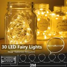 4/5/6pcs 10ft 30 LED Warm White Fairy String Lights, Battery Powered 2 Modes (Constant/Flashing), Mini Copper Wire Lights, Suitable For Bedroom Wedding Party DIY Glass Bottle Decoration, Batteries Not Included - Warm white light - View 4