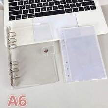 1pc A7 A6 M5 Size Shiny Star Transparent Leaf Binding Notebook, Laser Holographic Binding Notebook, Transparent Inner Page Replacement Pages, PP Material Replacement Pages, PET Transparent Sticker Book, Binding Notebook Set, Notebook Set, Transparent Sticker Book - Multicolor - View 12