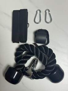 Set Perlengkapan Gym Tugas Berat dengan Tali Trisep, 2 Pegangan Latihan, 2 Carabiner, Jangkar Pintu untuk Latihan di Rumah, Latihan Resistensi, dan Sistem Katrol - Hitam - View 10