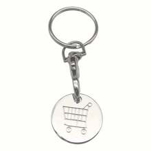 3Pcs Stainless Steel Shopping Trolley Token Keychains, Engraved Cart Pattern Release Coins With Lobster Clasp Key Ring, Reusable Portable Grocery Shopping Accessory - A - View 7