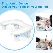 Professional PU Leather U-Shaped Nail Armrest Soft Cushion With Comfortable Inclined Support, White, For Nail Salon - White - View 3