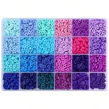 2 Styles 24 Grid Multicolor Heishi Clay Beads Jewelry Making Kit Flat Polymer Clay Disc Beads DIY Bracelet Craft Gift - Multicolor - View 8