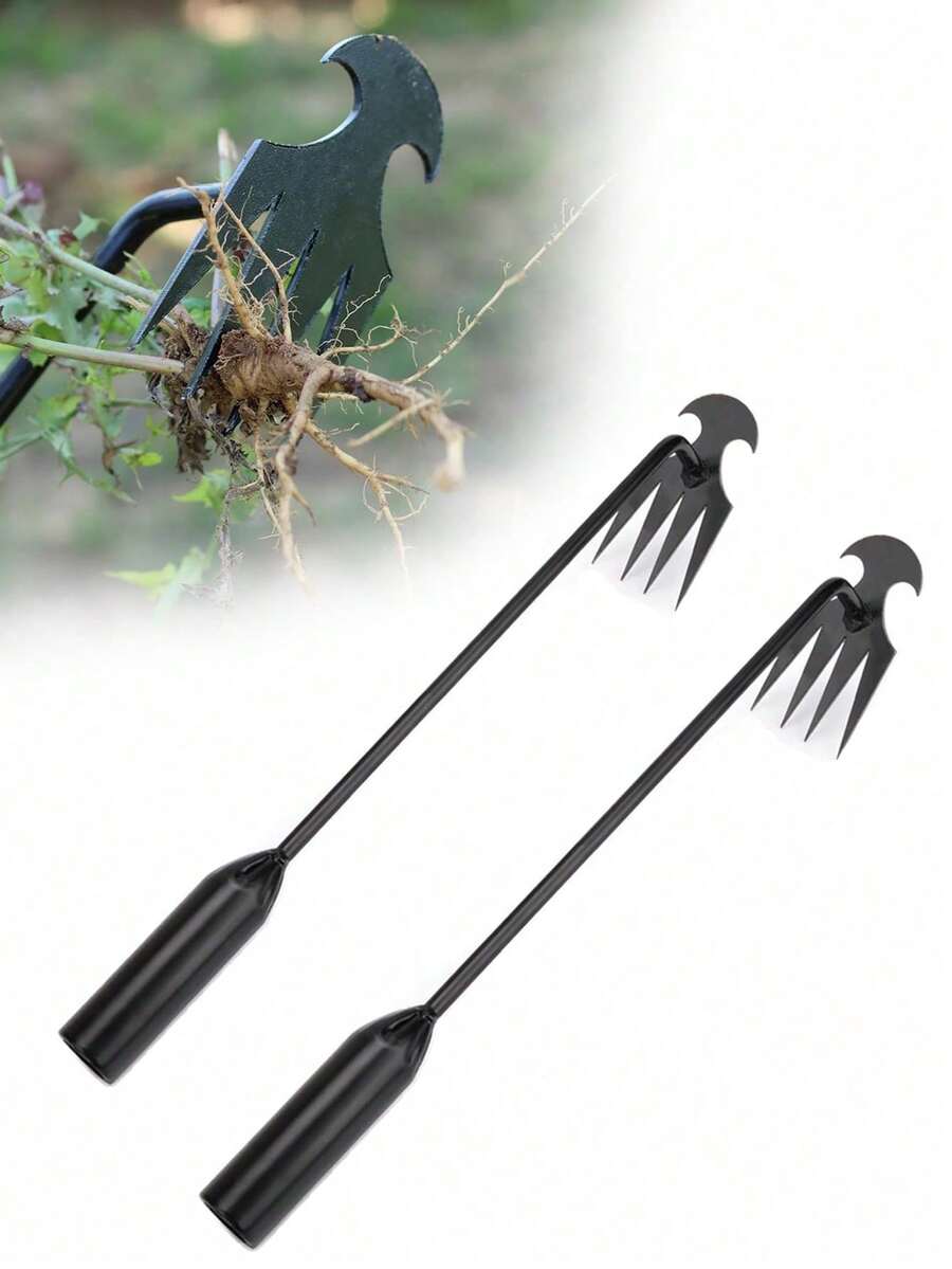 2pcs/1pc/This Weeding Tool Features A Clever Angled Design For Easy Weeding And Deep Digging; Its Sharp V-Shaped Blade Can Cut Deep Into Roots, Making It Perfect For Lawn Care And Vegetable Garden Weeding.