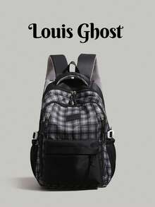 New Multifunctional Plaid Backpack Large Capacity School Bag Laptop Bag. Spacious Main Compartment, Can Accommodate Laptop; Internal Multi-Layer Compartments + External Dual Side Pockets + Front Zipper Pocket, Organized Storage, Convenient Access. Suitable For Students Attending Classes, Commuting, Daily Work Travel, Weekend Short Trips, Casual Shopping. - Multicolor - View 7