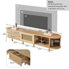 Modern Low-Profile TV Unit With Round Design And Roll-Up Shutter Door, Made Of MDF, With Drawer, Suitable For TVs Up To 75 Inches, For Living Rooms And Dining Rooms, 180x40x40cm, Wood Color. - 1 - View 6