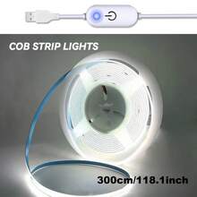 USB Powered COB Light Strip Set, Touch Dimming - Long Press To Adjust Brightness, 3 Color Temperatures Available For Birthday And Space Halloween Theme Occasions - Soft Light For TV Backlight, Bedroom - 彩色 - 查看 16