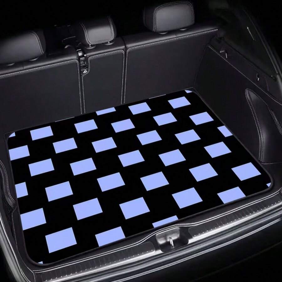 1pc Universal Car Trunk Mat, Plaid Pattern Trunk Protector Pad, Anti-Fouling Anti-Scratch Anti-Slip Diatomaceous Earth Cargo Mat, Multi-Model Universal, Car Cargo Mat, Vehicle Interior Floor Mat, Car Interior Accessories, Holiday Gift - Plaid - View 1
