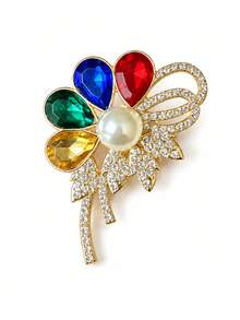 1 pieza Broches de diamantes completos de moda para damas, corsages de flores de colores, alfileres para trajes, suéteres y cardigans - El regalo perfecto para dar a amigos - Multicolor - Ver 8
